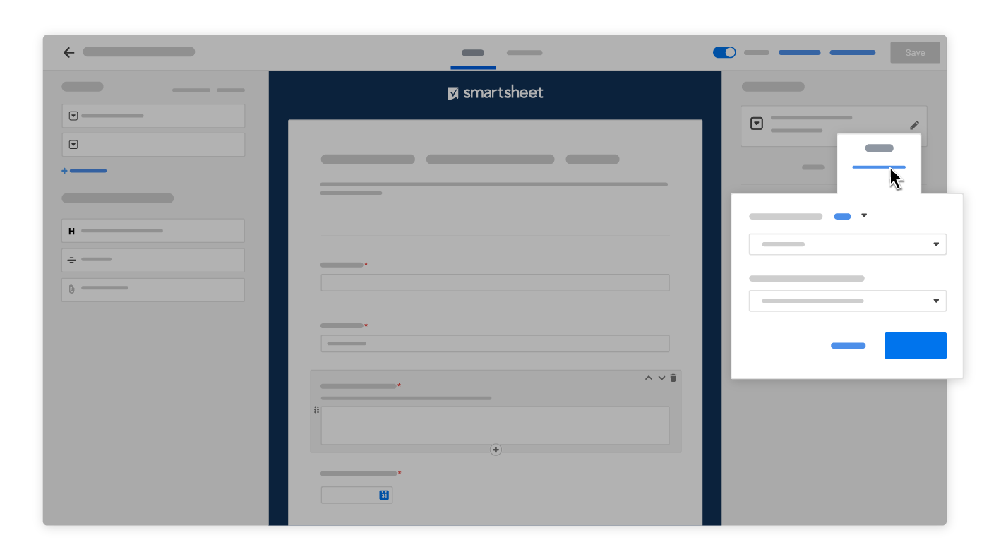 Creador de formularios de Smartsheet con lógicas condicionales