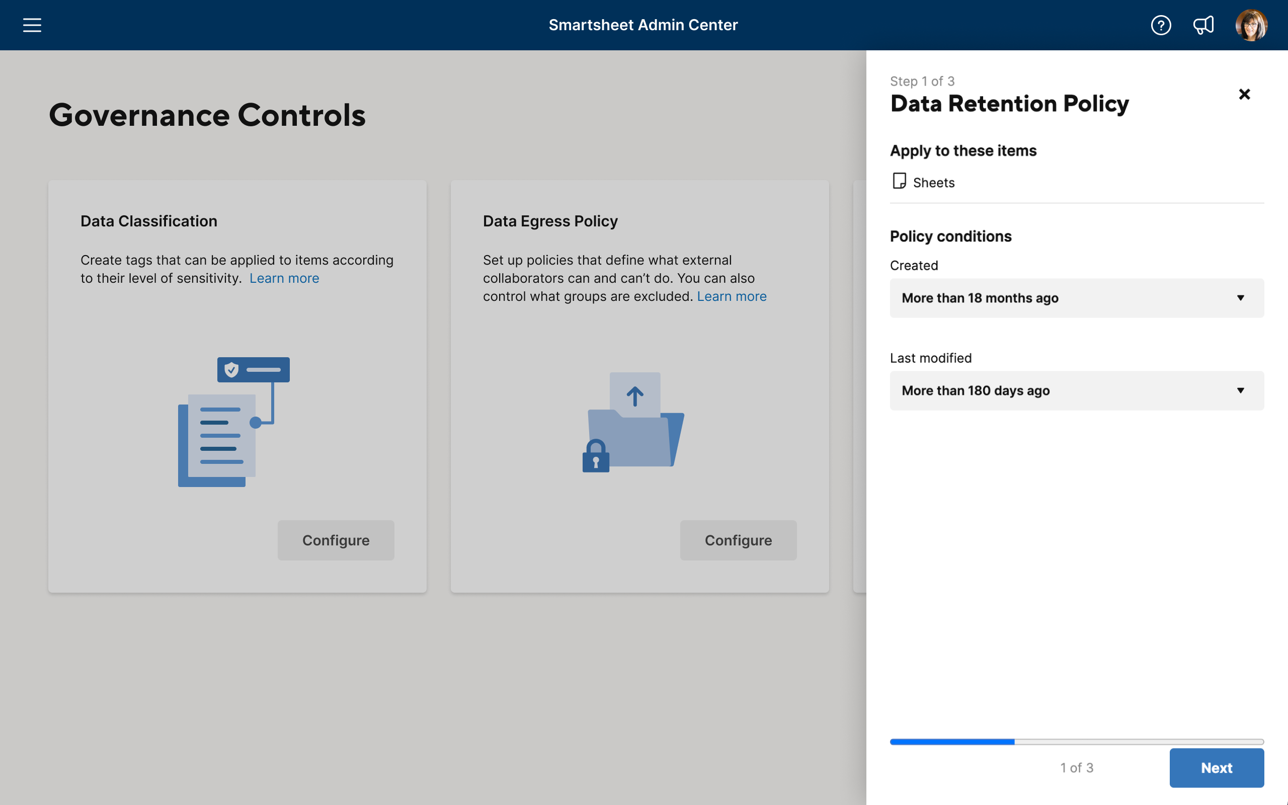 Governance Controls - Data Retention Admin Panel