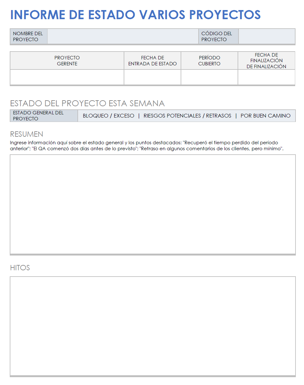 Informe de estado de múltiples proyectos