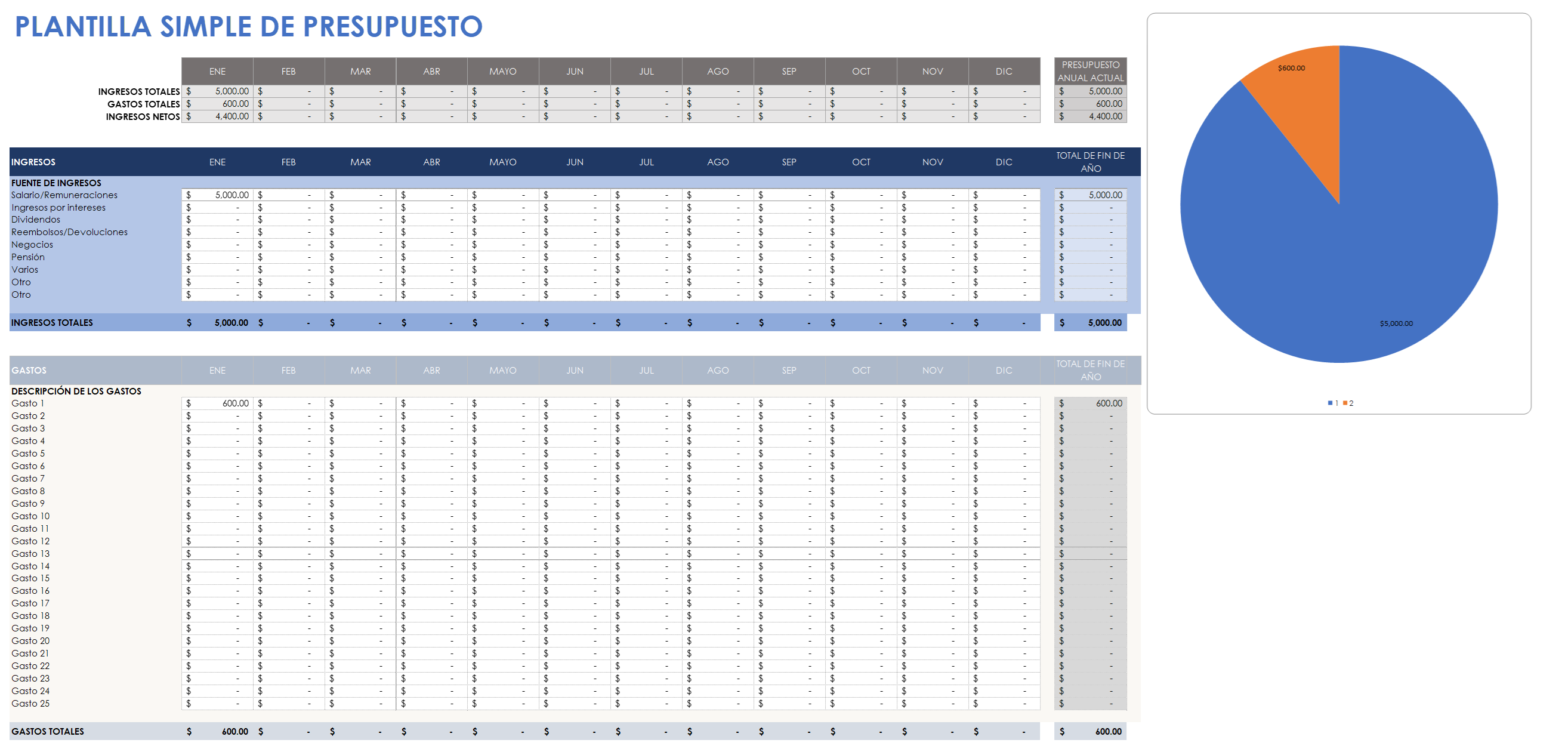  Plantilla de presupuesto simple