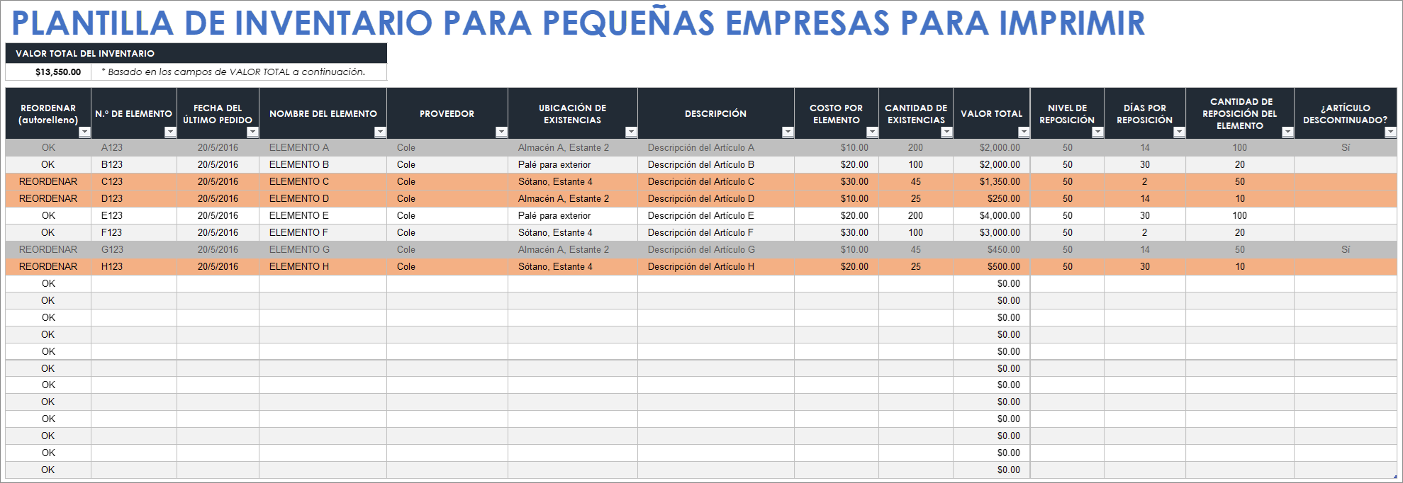  Plantilla imprimible de inventario para pequeñas empresas