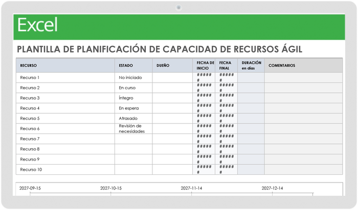  Plantilla de planificación de capacidad de recursos ágiles