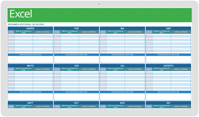 Calendario editorial de blogs