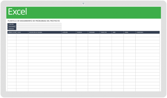 PLANTILLA DE SEGUIMIENTO DE PROBLEMAS DEL PROYECTO