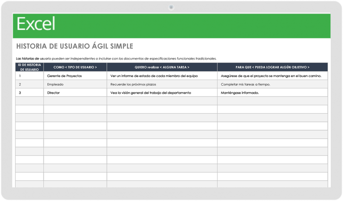 PLANTILLA SIMPLE DE HISTORIA DE USUARIO ÁGIL