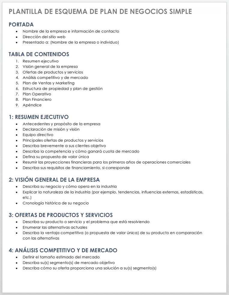 Esquema de Plan de Negocios Simple